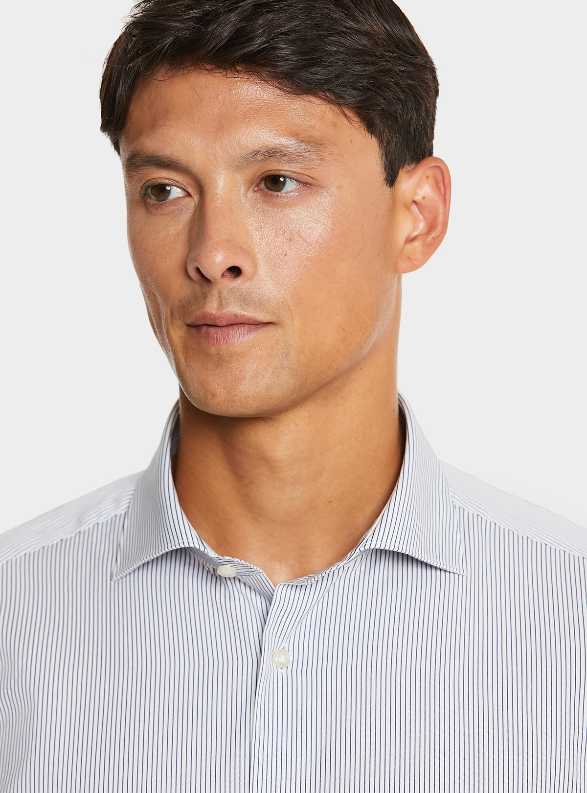 Camicia a righe collo francese in puro cotone