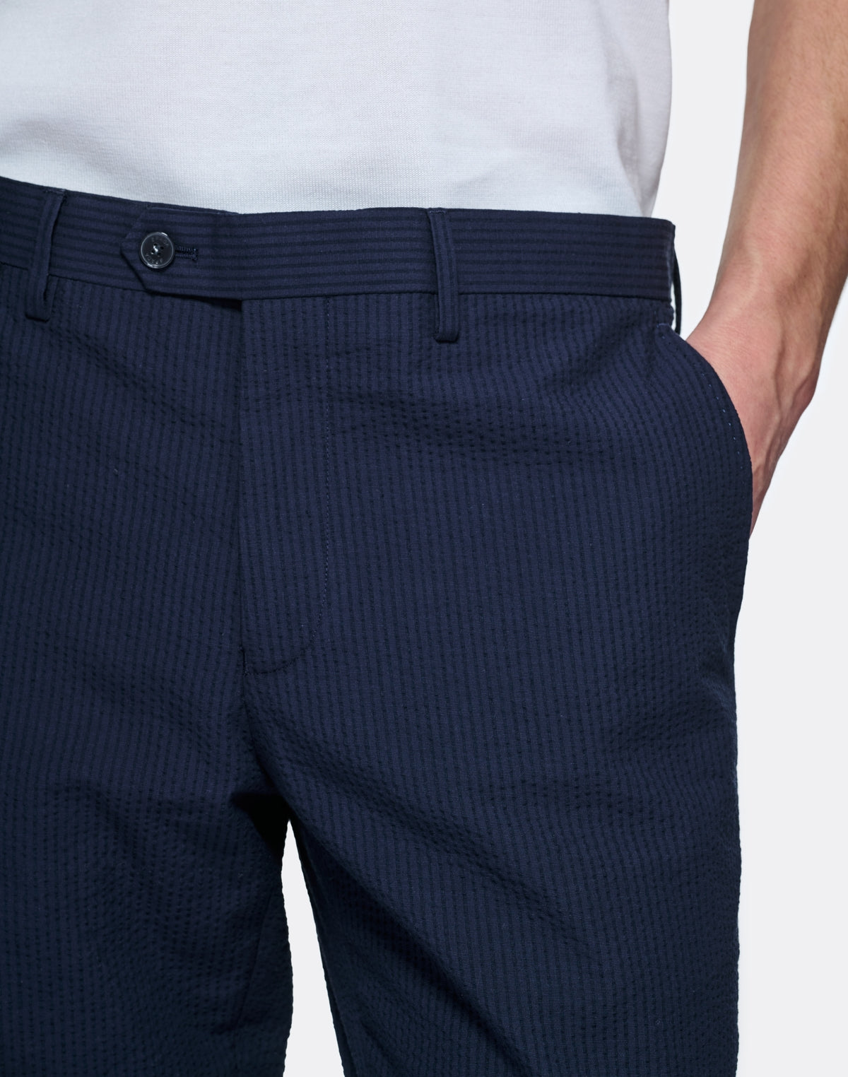 Pantalone seersucker in misto cotone