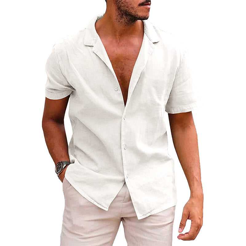 Men's Short Sleeve Button-Down Beach Shirt