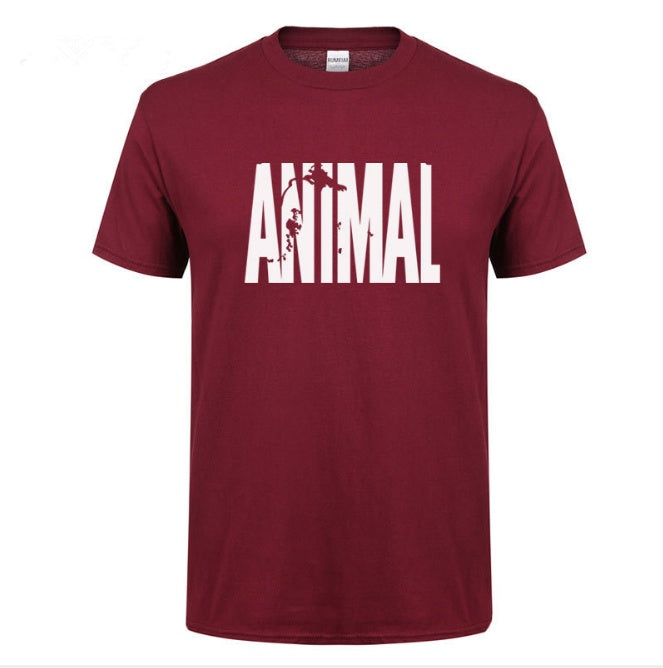 Men's Animal Letter Print Cotton T-Shirt