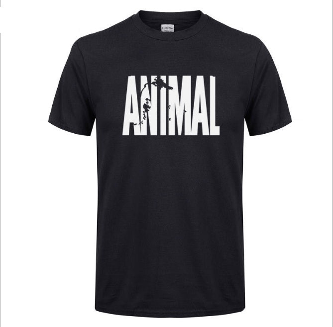 Men's Animal Letter Print Cotton T-Shirt
