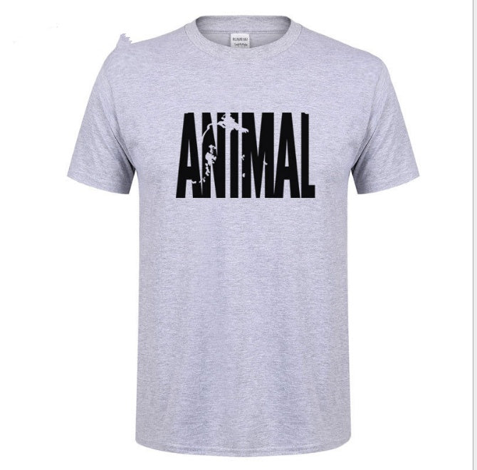 Men's Animal Letter Print Cotton T-Shirt