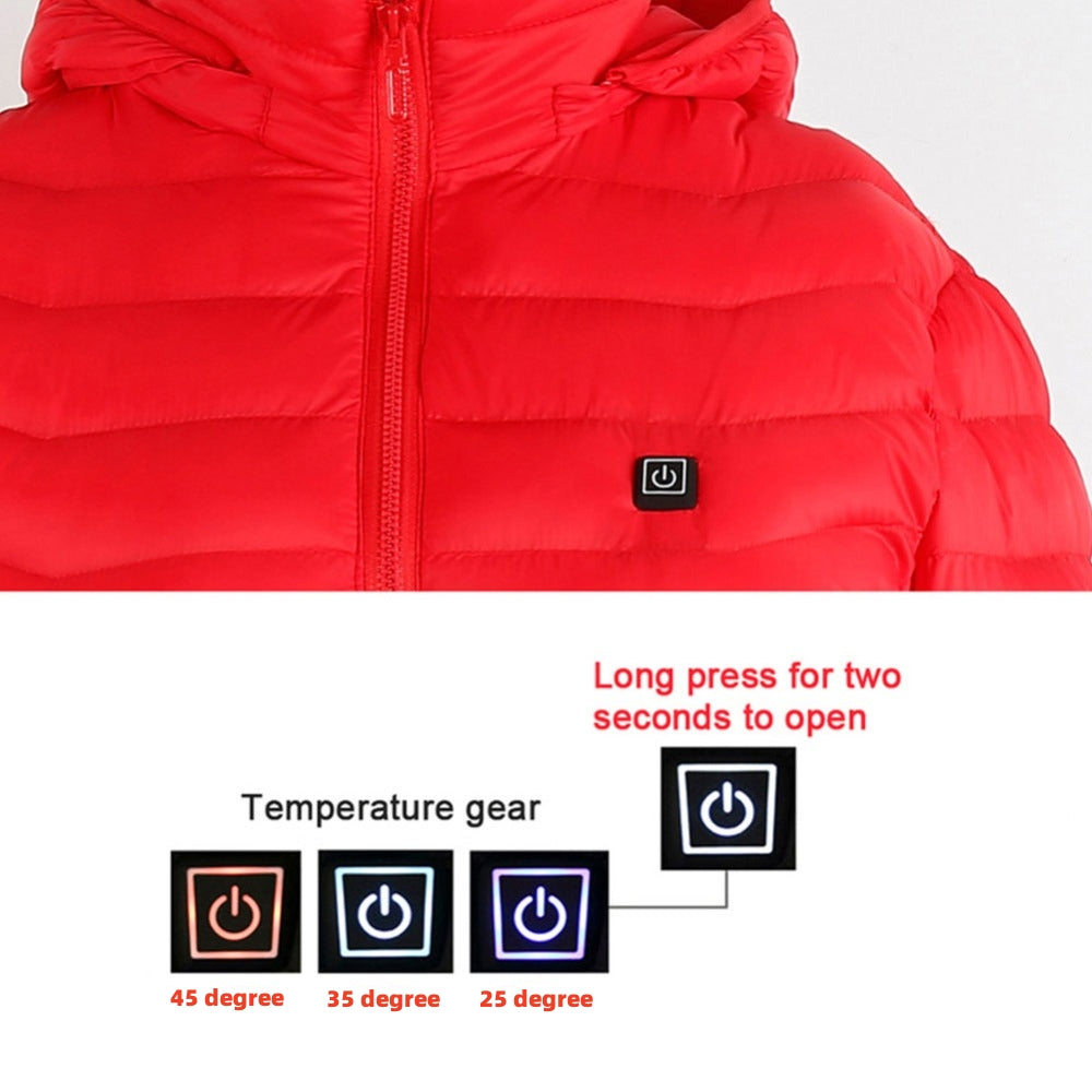 Men's USB Heated Jacket with Detachable Hood – 3 Heat Levels, 2–9 Heating Zones