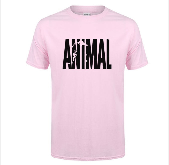 Men's Animal Letter Print Cotton T-Shirt