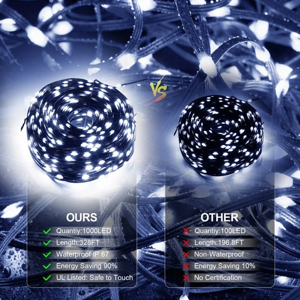 Christmas Rope Lights 1000 LED, 328 ft – Outdoor & Indoor Decorative String Lights