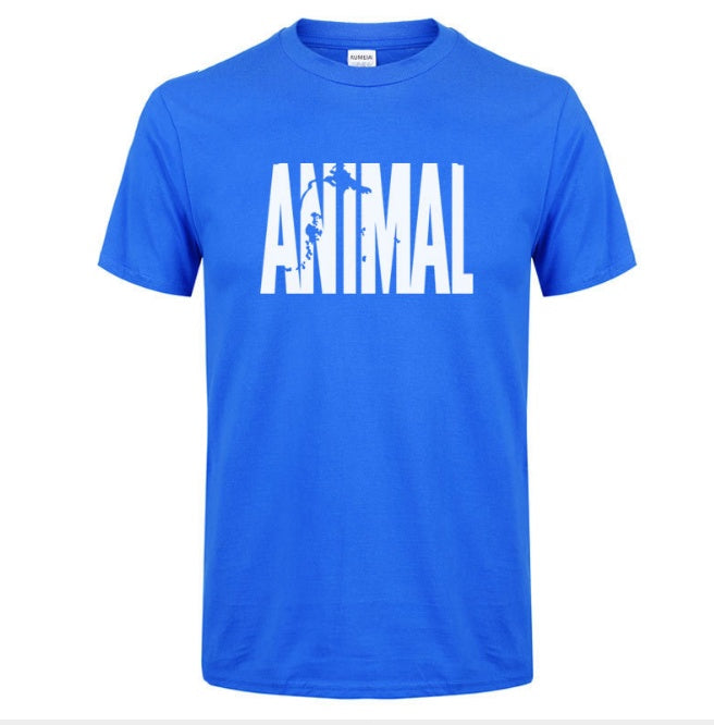 Men's Animal Letter Print Cotton T-Shirt