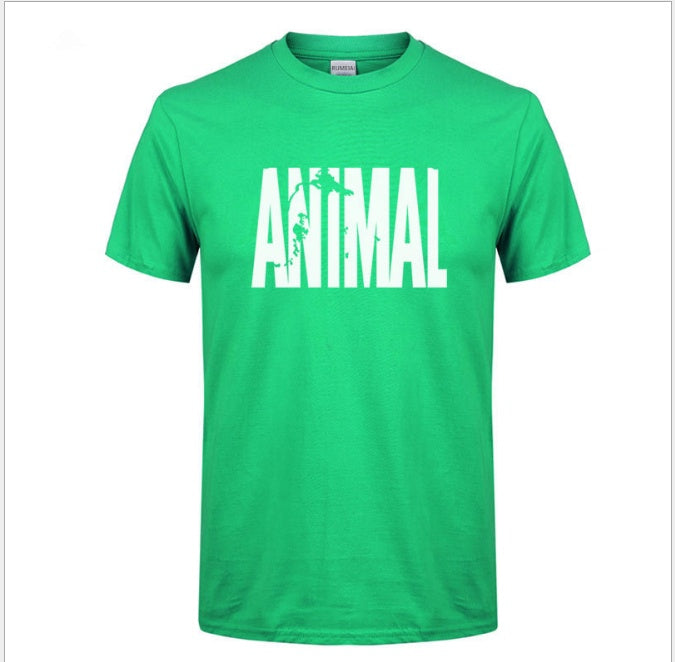 Men's Animal Letter Print Cotton T-Shirt