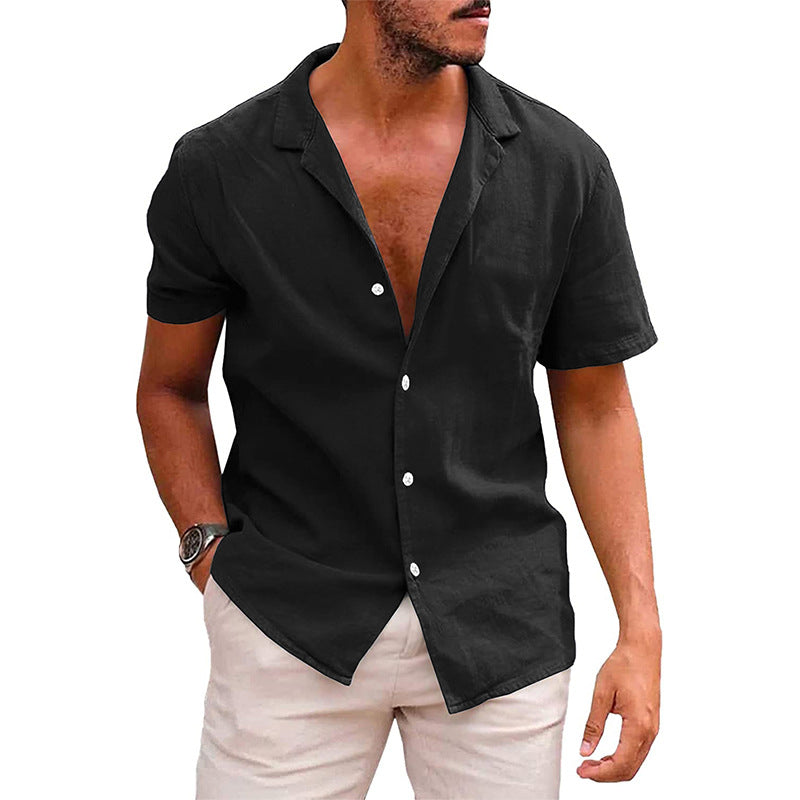 Men's Short Sleeve Button-Down Beach Shirt