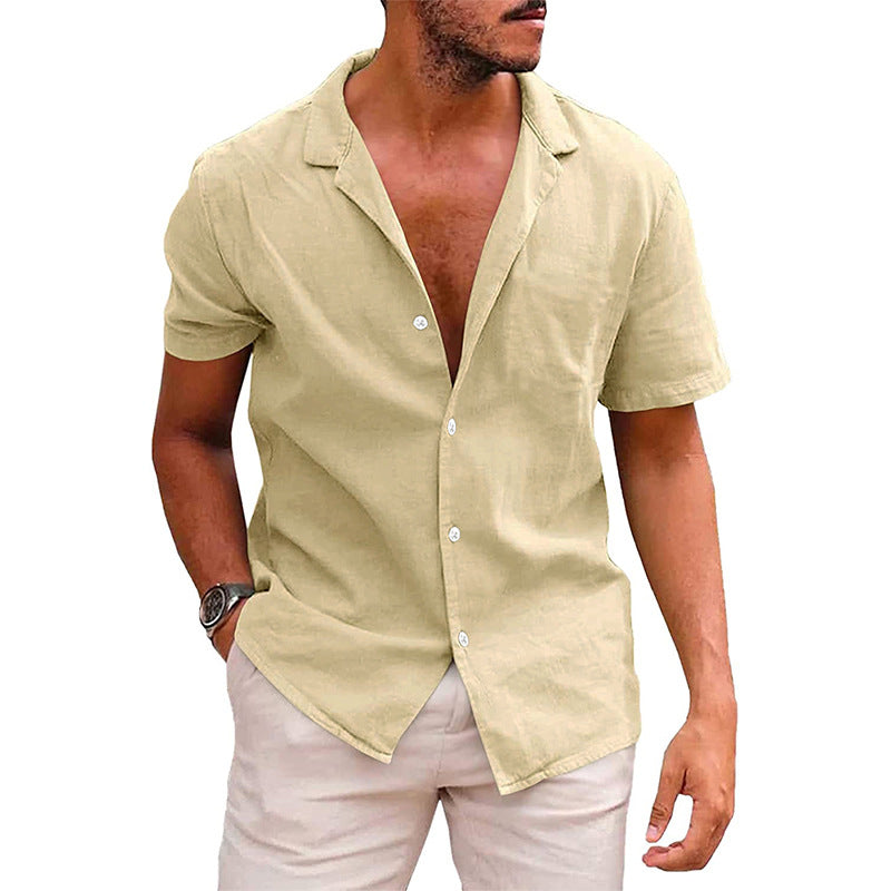 Men's Short Sleeve Button-Down Beach Shirt