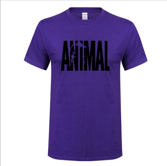 Men's Animal Letter Print Cotton T-Shirt