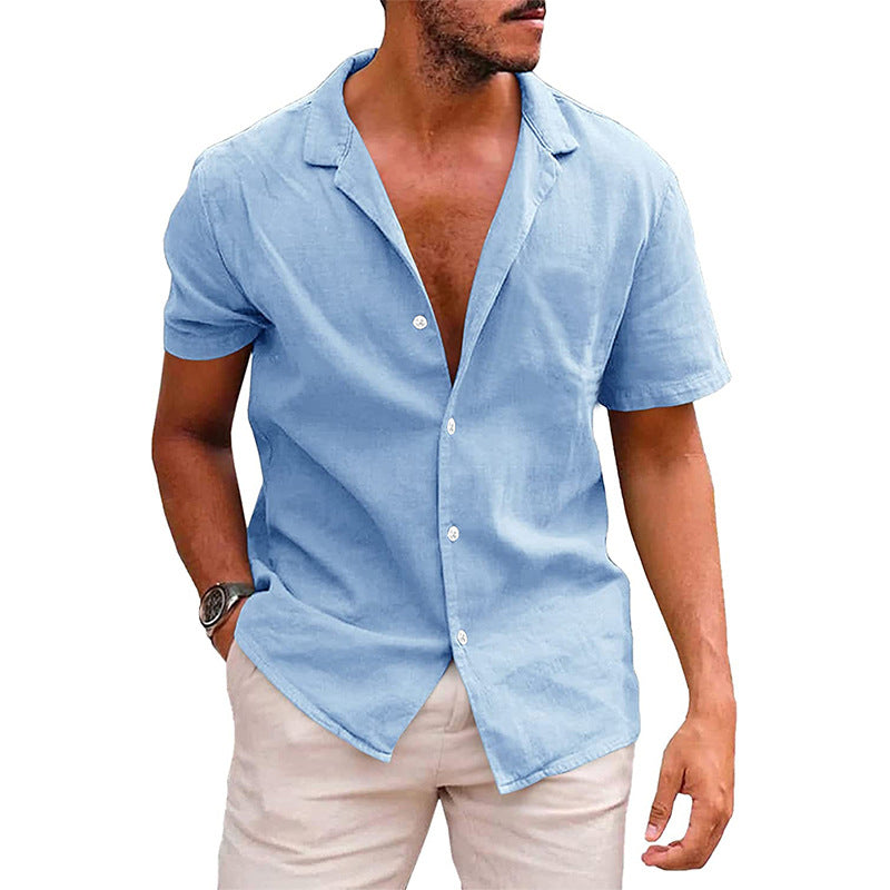 Men's Short Sleeve Button-Down Beach Shirt