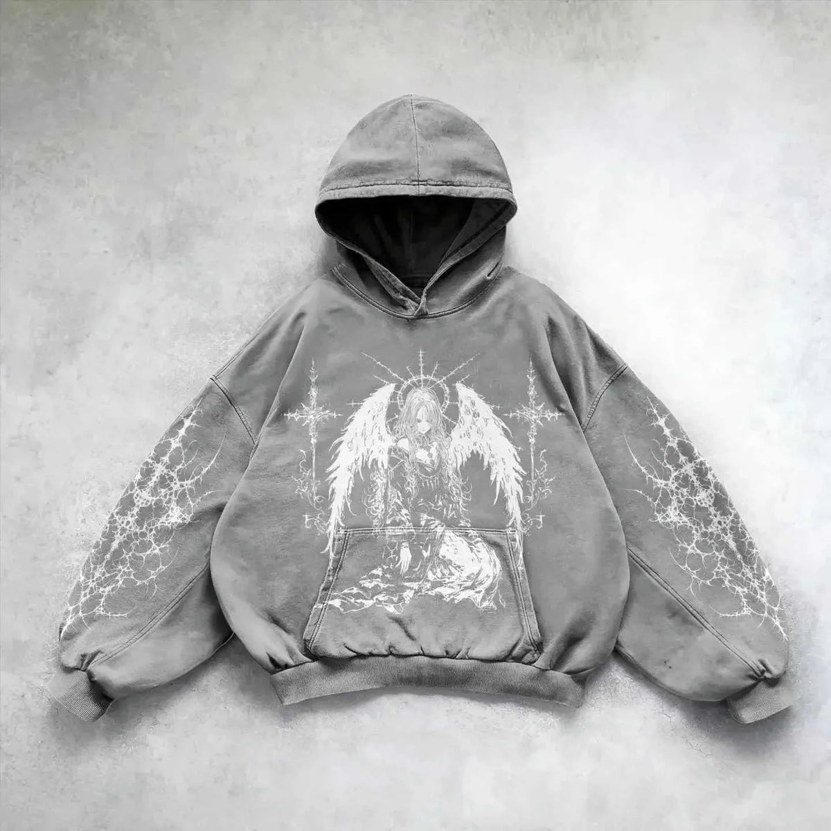 Vintage Skull Print Pullover Hoodie