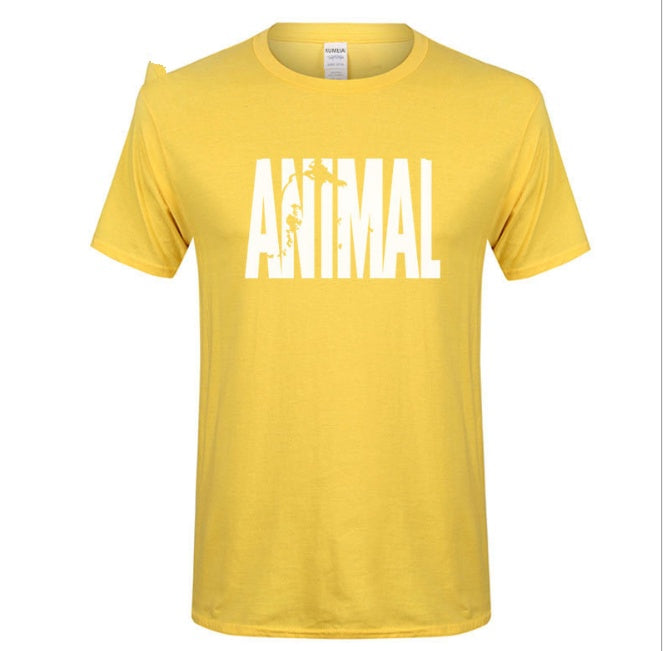 Men's Animal Letter Print Cotton T-Shirt