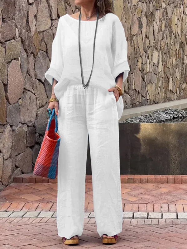 Women's Cotton Linen Gradient Two-Piece Set