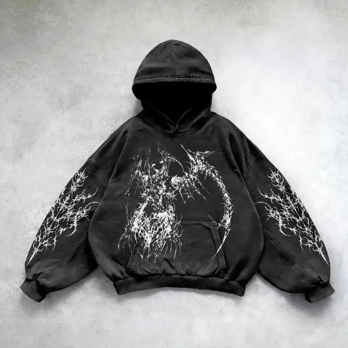 Vintage Skull Print Pullover Hoodie