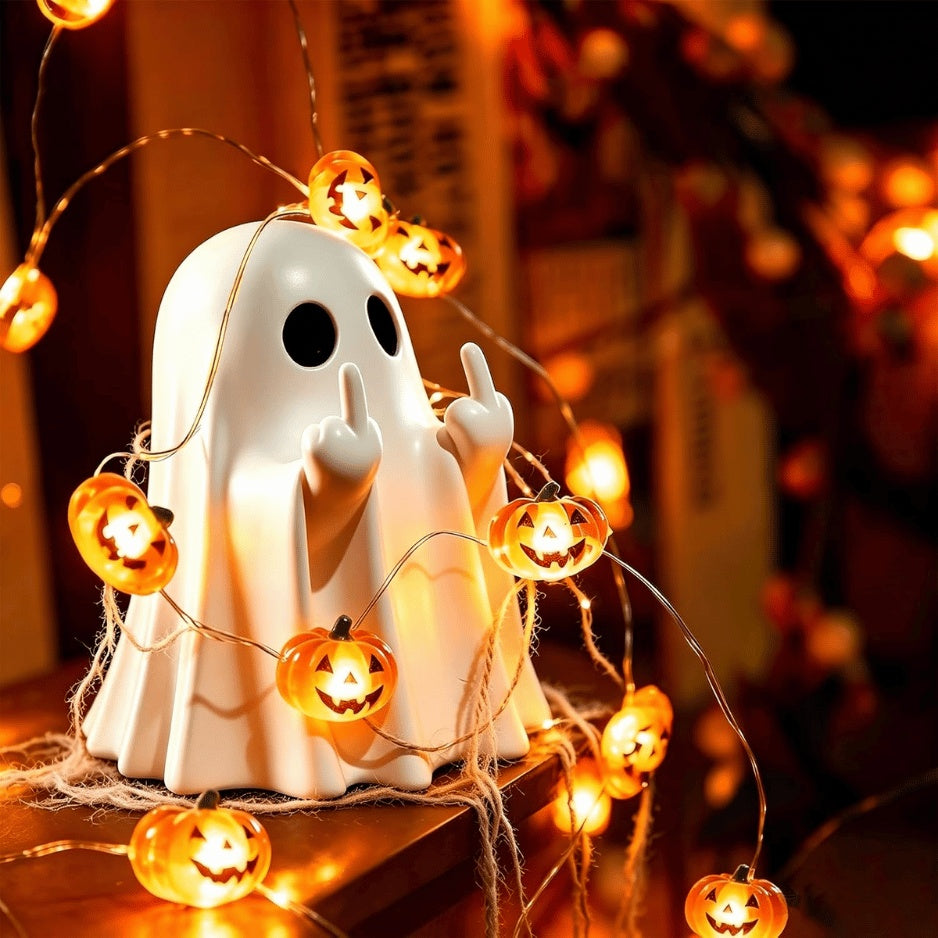 Halloween Jack-O'-Lantern Pumpkin Wreath Lights – 30 LED, Battery Operated