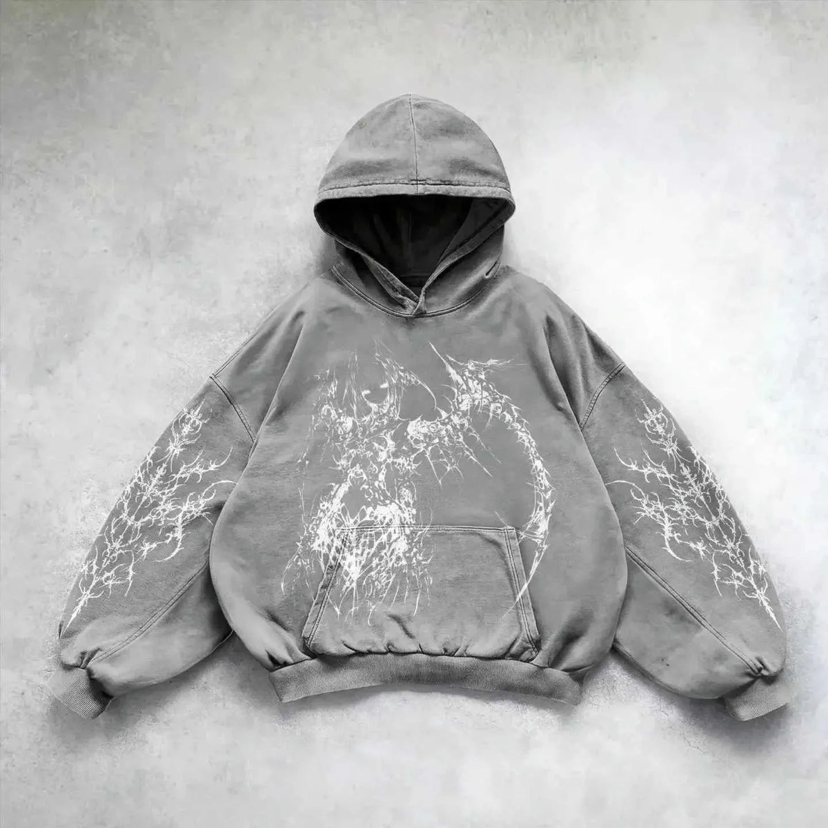 Vintage Skull Print Pullover Hoodie