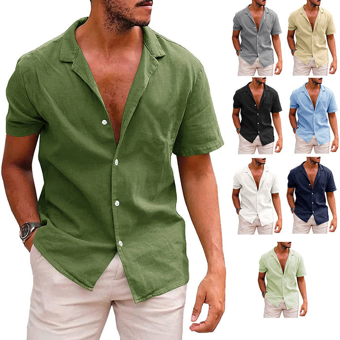 Men's Short Sleeve Button-Down Beach Shirt