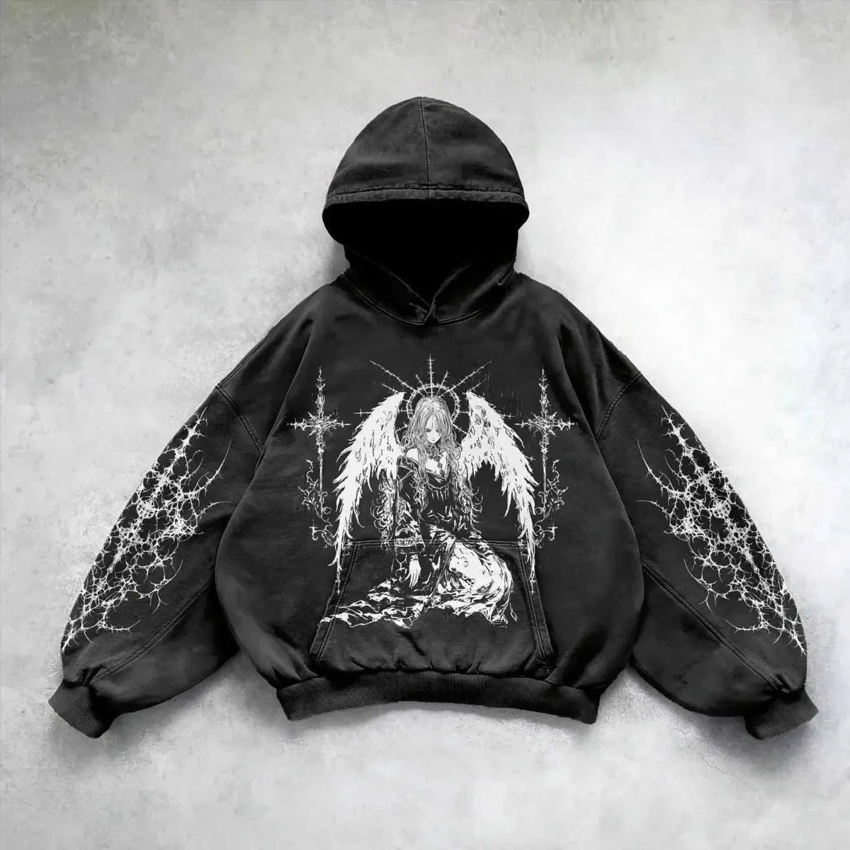 Vintage Skull Print Pullover Hoodie