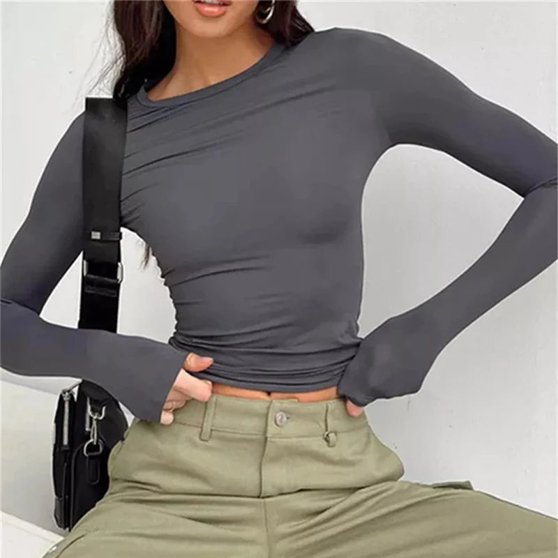 Women's Long Sleeve Crop Top Tee