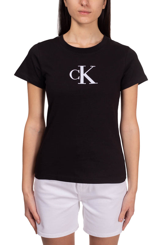 CALVIN KLEIN JEANS - Women's slim T-shirt with satin logo  - Size S-1