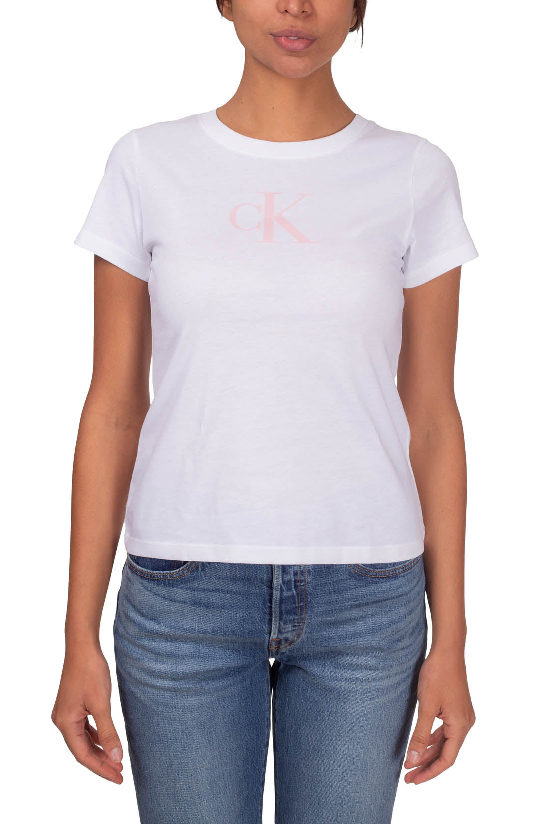 CALVIN KLEIN JEANS - Women's slim T-shirt with satin logo  - Size S-5