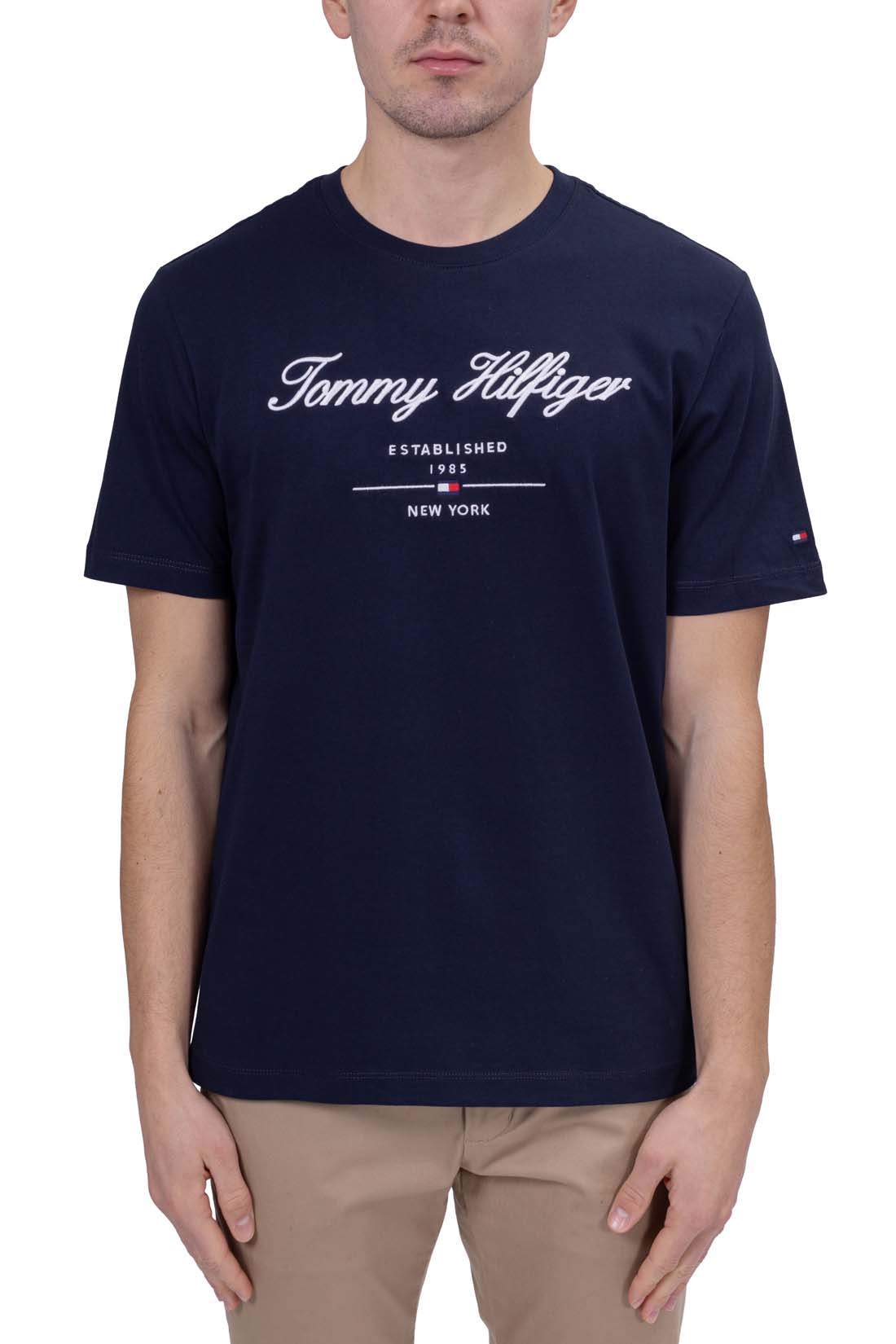 TOMMY HILFIGER - Men's regular T-shirt with embroidered logo  - Size XXL-7