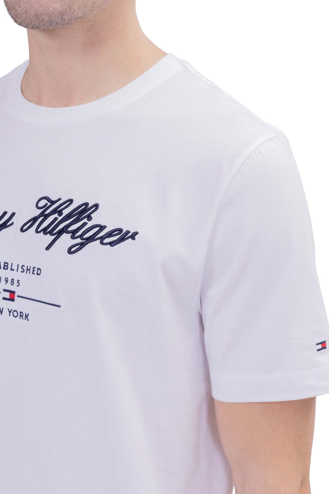 TOMMY HILFIGER - Men's regular T-shirt with embroidered logo  - Size XXL-8