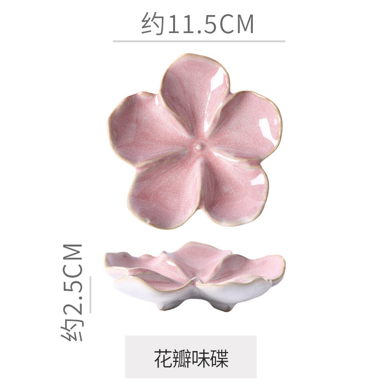 Retro Japanese Flower-Shaped Ceramic Plate