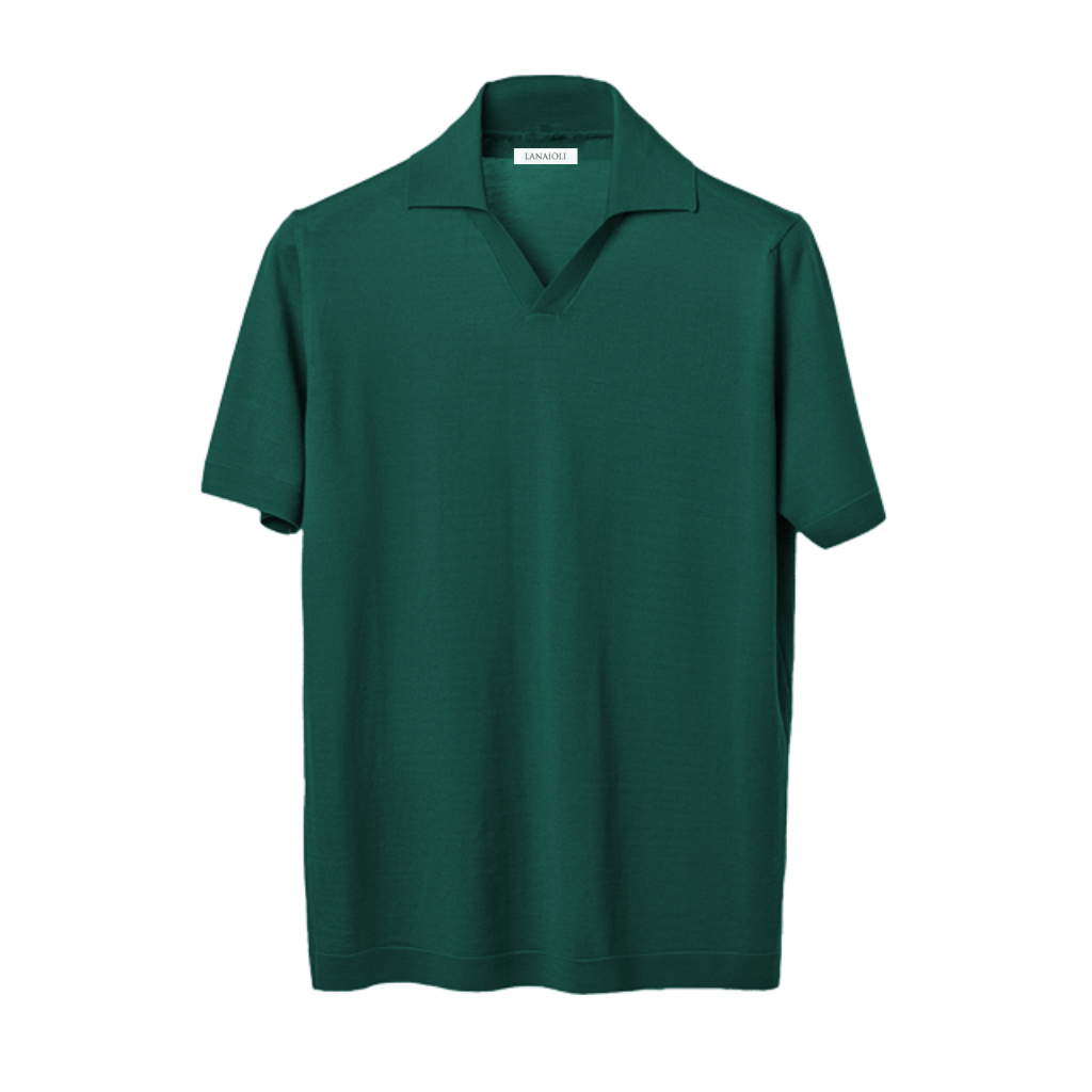 Men's Short-Sleeved Polo Shirt in Pure Extrafine Merino Wool-2