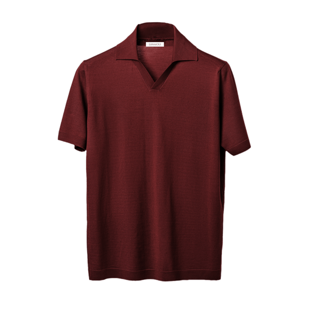 Men's Short-Sleeved Polo Shirt in Pure Extrafine Merino Wool-5