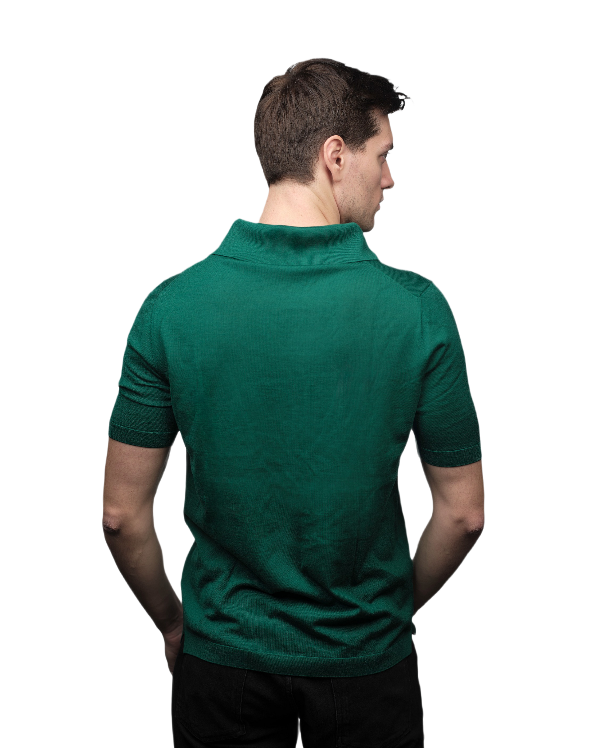 Men's Short-Sleeved Polo Shirt in Pure Extrafine Merino Wool-1