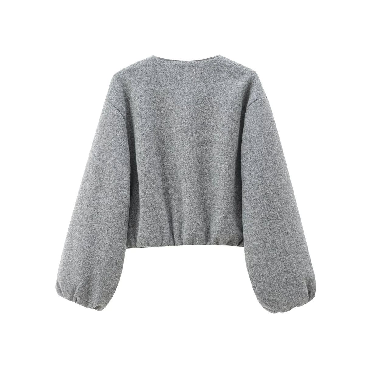 Women's Cropped Faux Wool Bomber Jacket