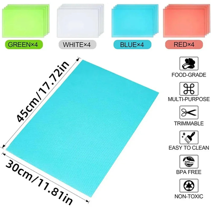 Washable EVA Fridge Liner Mats (4 Pcs)