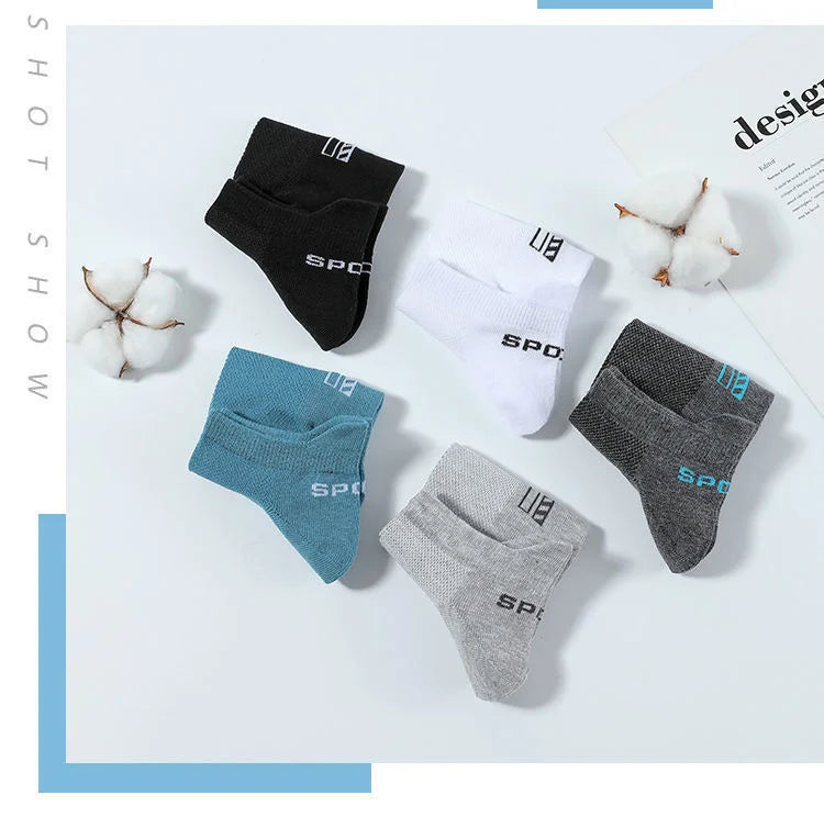 Men's Breathable Cotton Ankle Socks (5 Pairs)