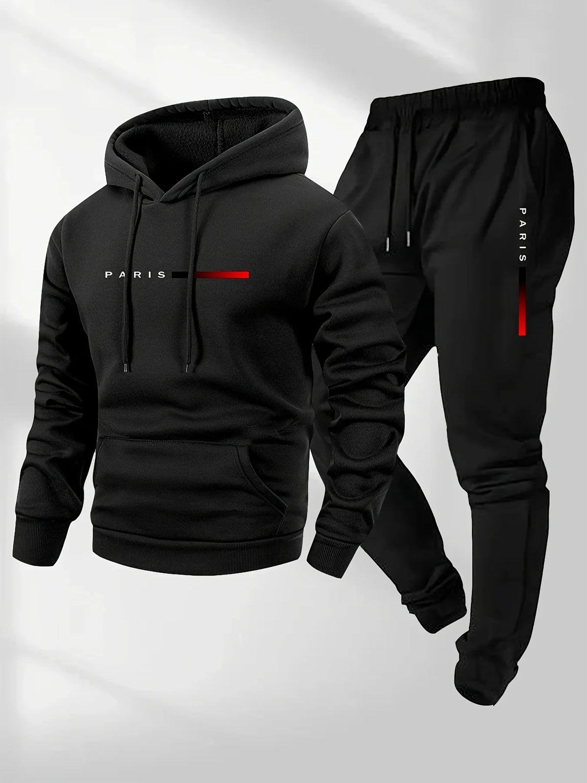Men's Paris Print Fleece Hoodie & Pants Set
