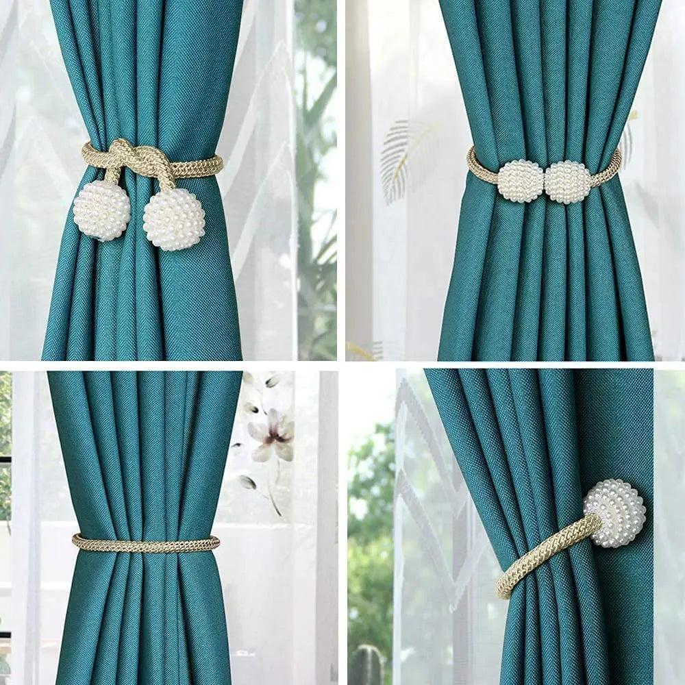 Magnetic Pearl Curtain Tieback Clips
