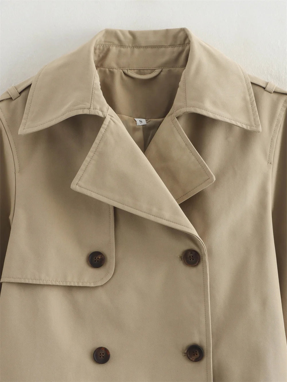Women's Vintage Double-Breasted Cropped Trench