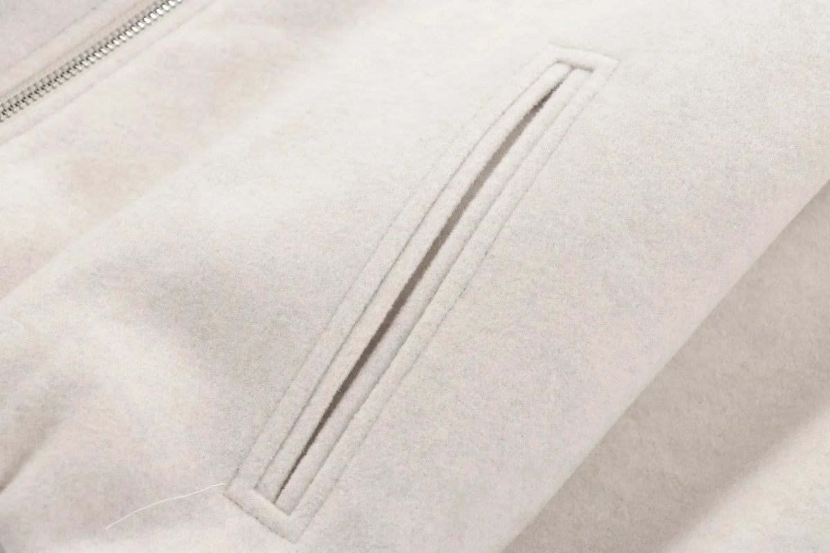 Women's Cropped Faux Wool Bomber Jacket