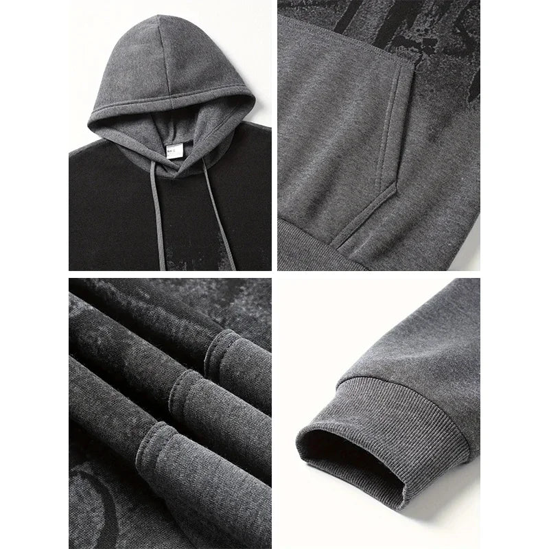 Men's Viking Raven Print Hoodie