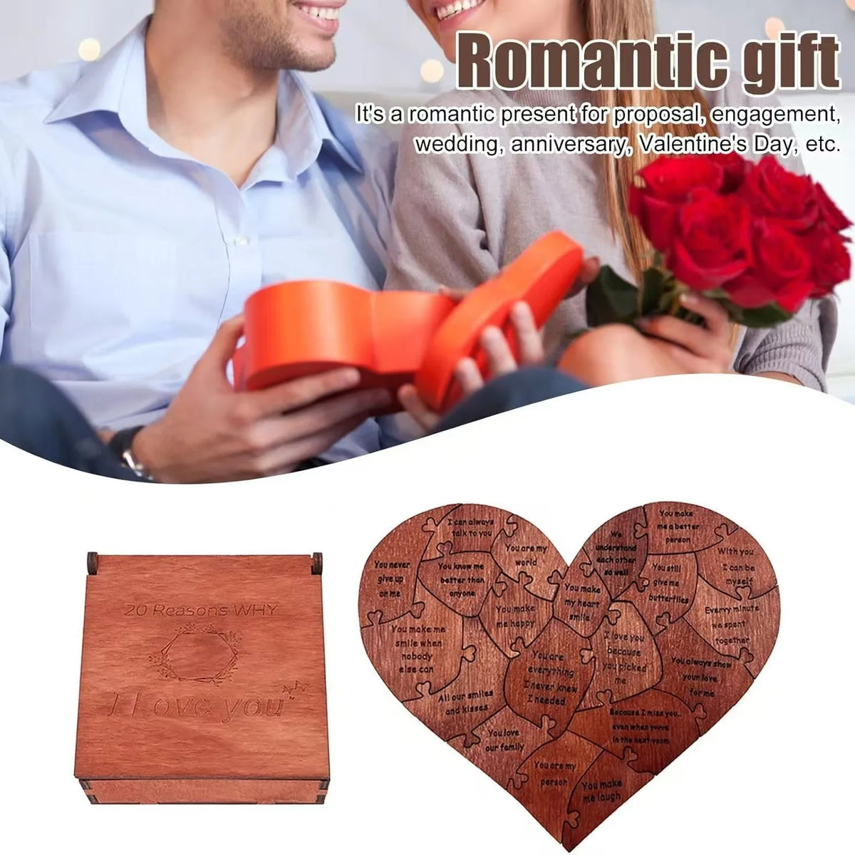 "20 Reasons Why I Love You" Engraved Puzzle Gift