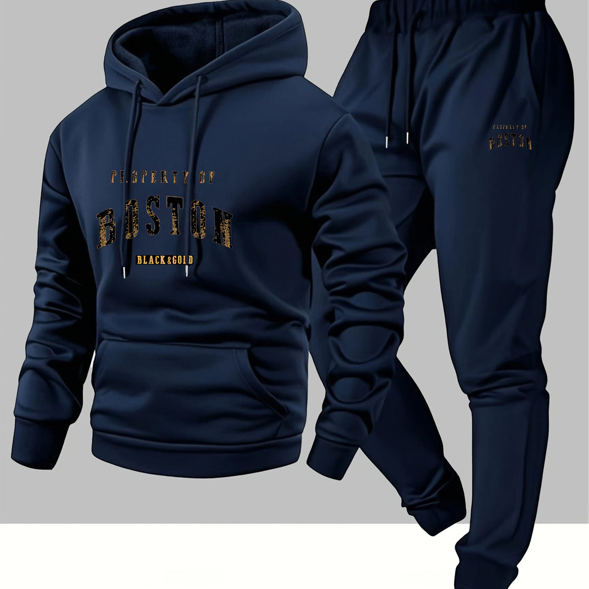Men's Boston Print Hoodie & Sweatpants Set