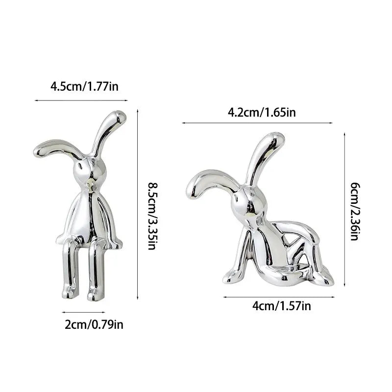 Long-Eared Rabbit Figurines (2 Pcs)