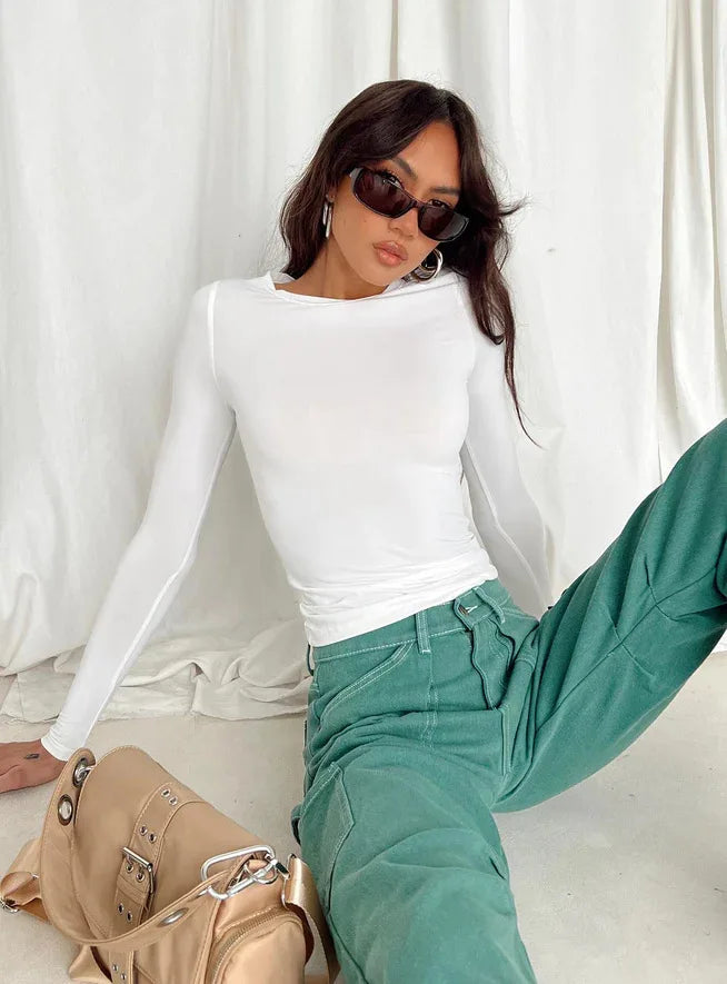 Women's Slim Fit Long Sleeve Crop Tee