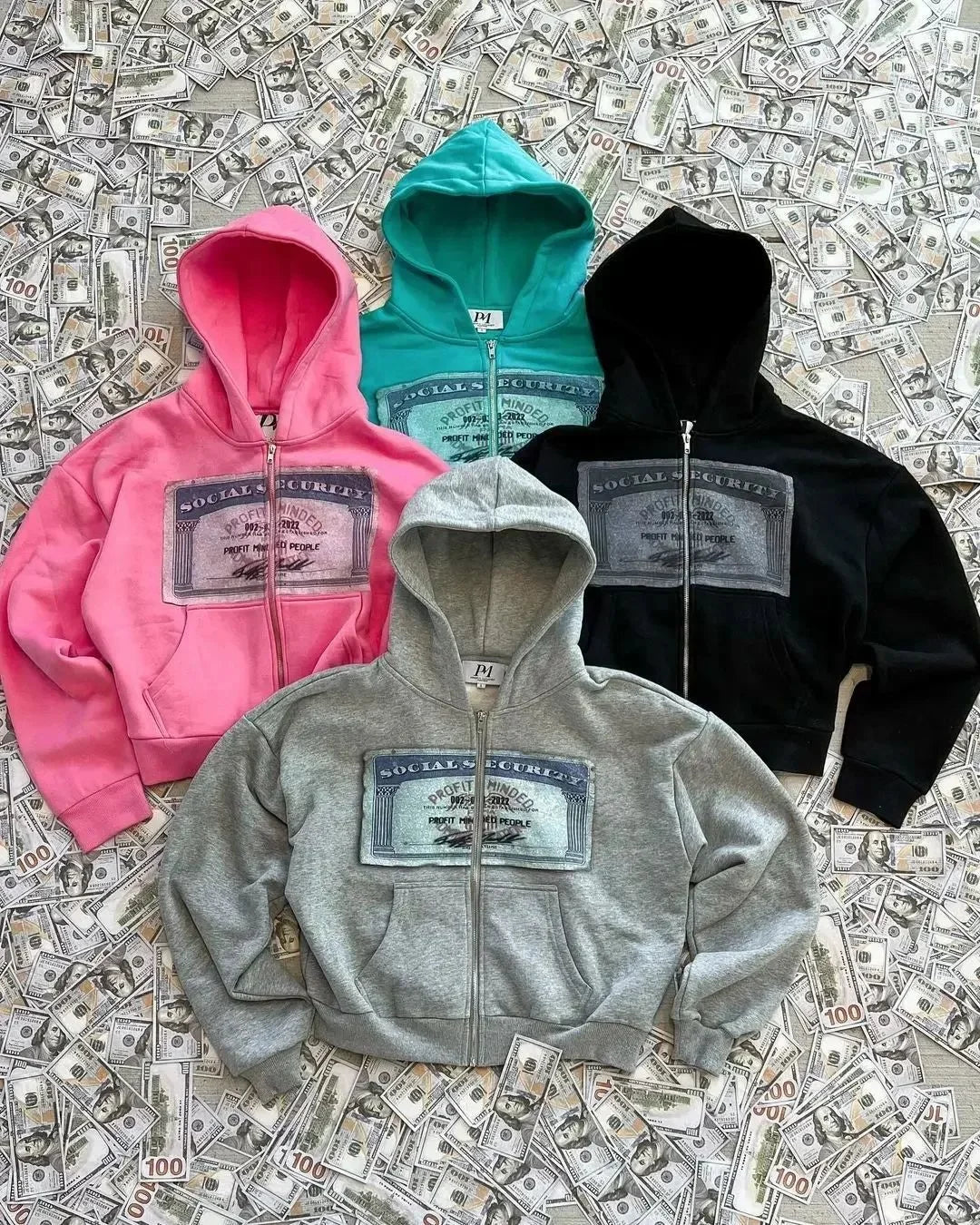 Retro Print Zip-Up Hoodie