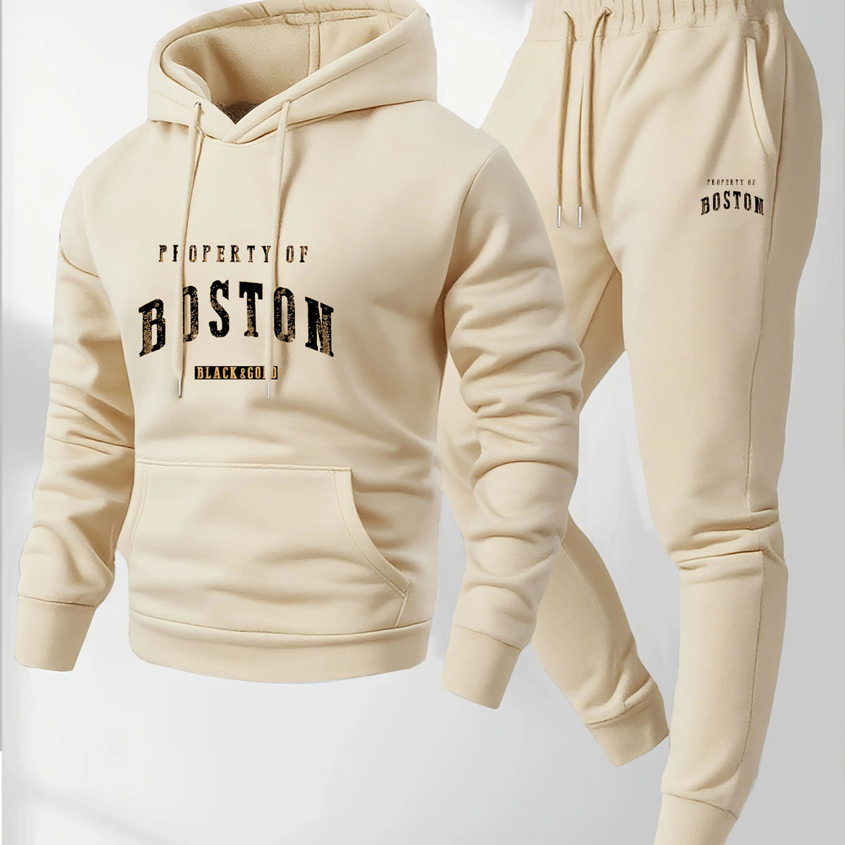 Men's Boston Print Hoodie & Sweatpants Set