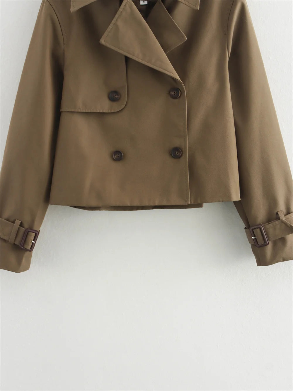 Women's Vintage Double-Breasted Cropped Trench