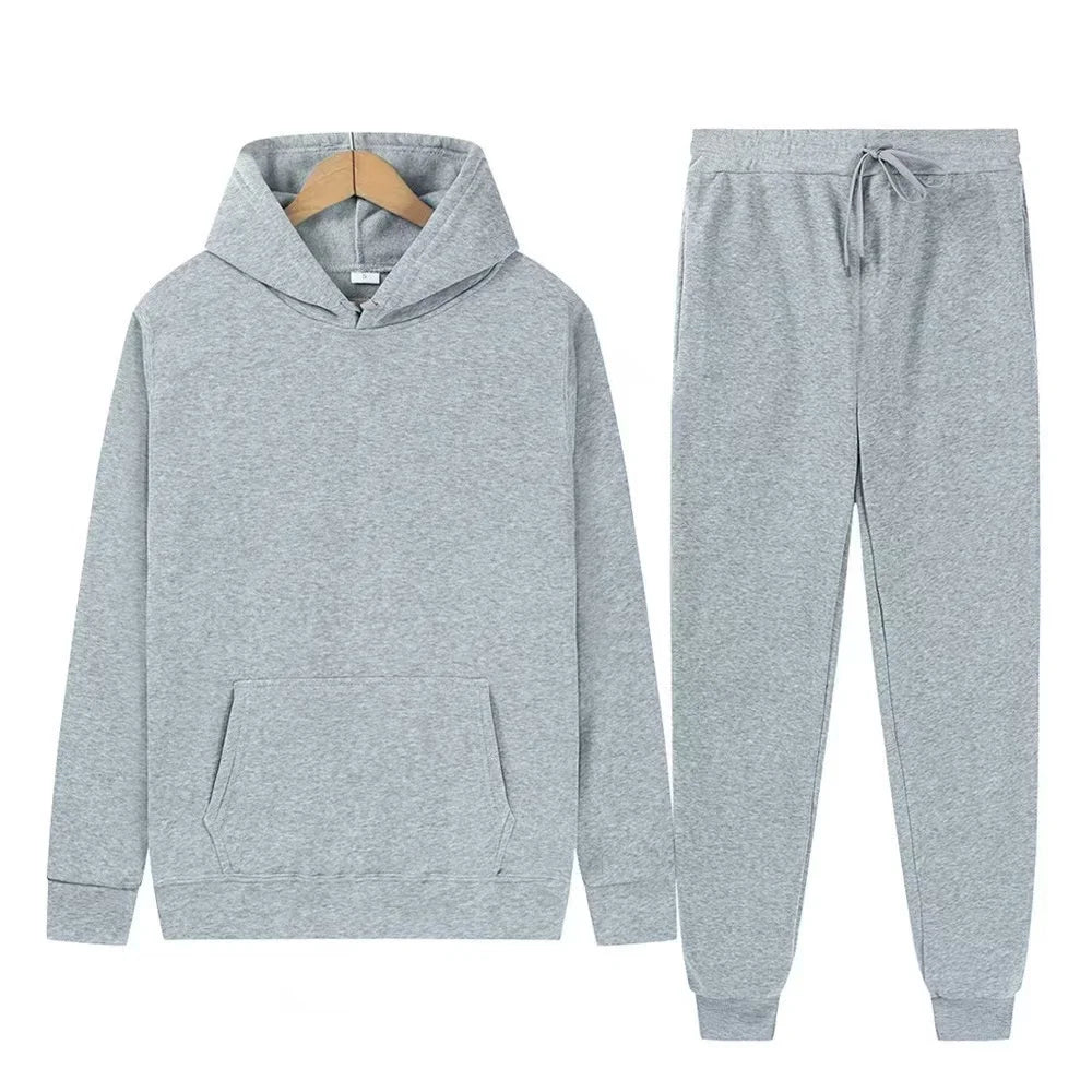 Men's Solid Hoodie & Pants Set