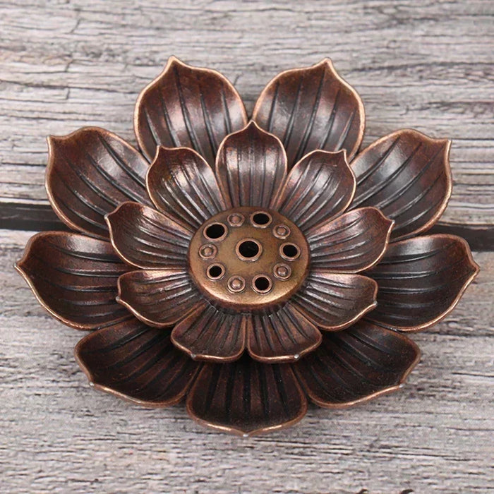 Bronze Lotus Incense Stick Holder