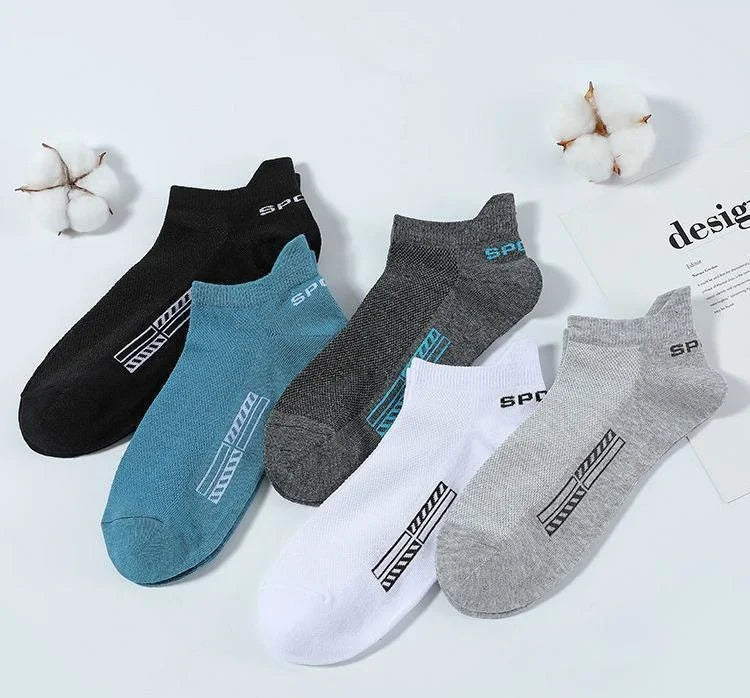 Men's Breathable Cotton Ankle Socks (5 Pairs)